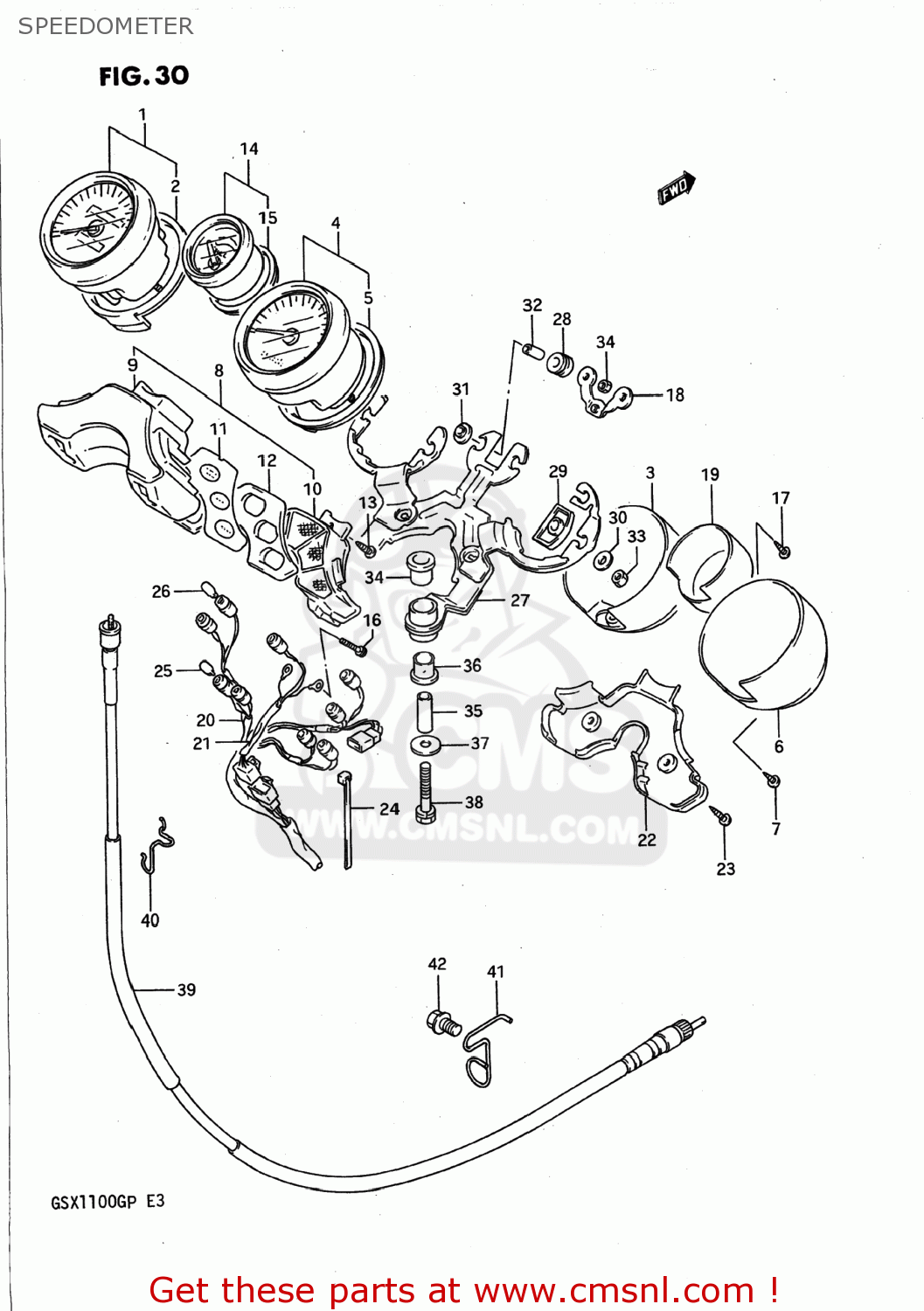 SPEEDOMETER GSX1100G 1993 (P) USA (E03)