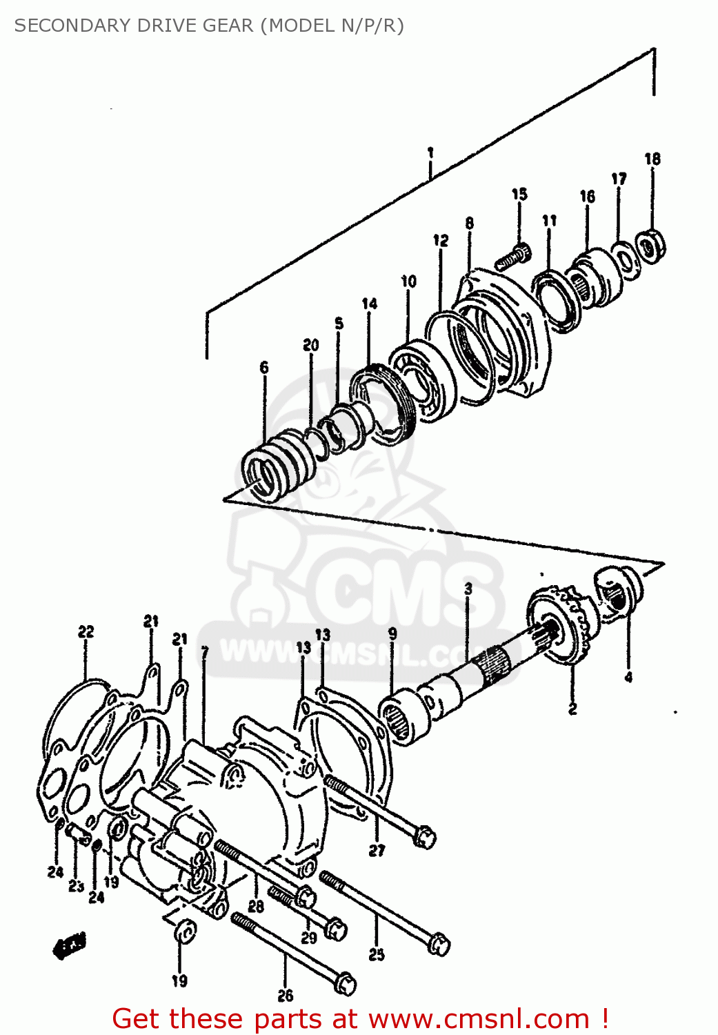 SECONDARY DRIVE GEAR (MODEL N/P/R) GSX1100G 1993 (P) ZWITZERLAND AUSTRALIA (E18 E24)