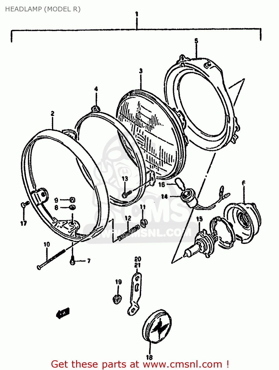 HEADLAMP (MODEL R) GSX1100G 1993 (P) ZWITZERLAND AUSTRALIA (E18 E24)
