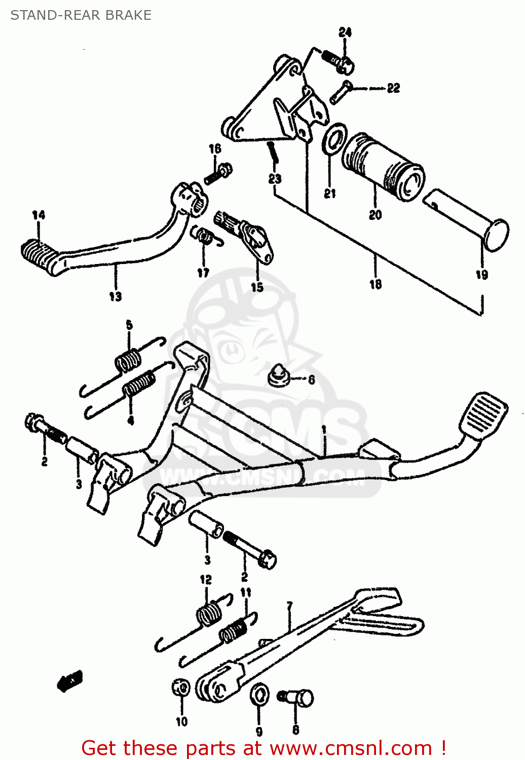 STAND-REAR BRAKE GSX1100G 1993 (P) ZWITZERLAND AUSTRALIA (E18 E24)