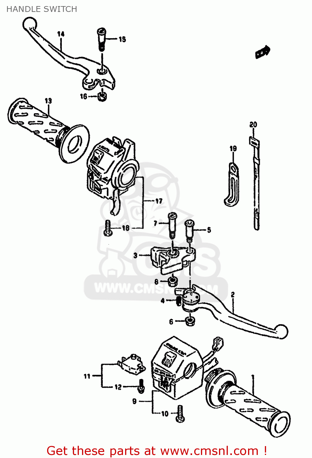 HANDLE SWITCH GSX1100G 1993 (P) ZWITZERLAND AUSTRALIA (E18 E24)