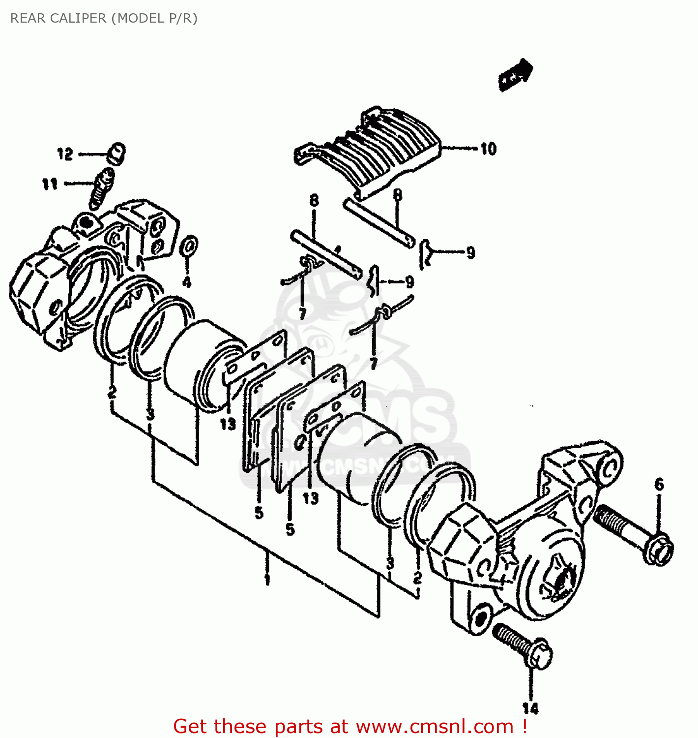 REAR CALIPER (MODEL P/R) GSX1100G 1993 (P) ZWITZERLAND AUSTRALIA (E18 E24)