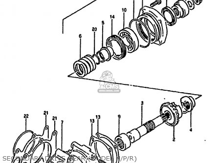 SECONDARY DRIVE GEAR (MODEL N/P/R) - GSX1100G 1993 (P) ZWITZERLAND AUSTRALIA (E18 E24)