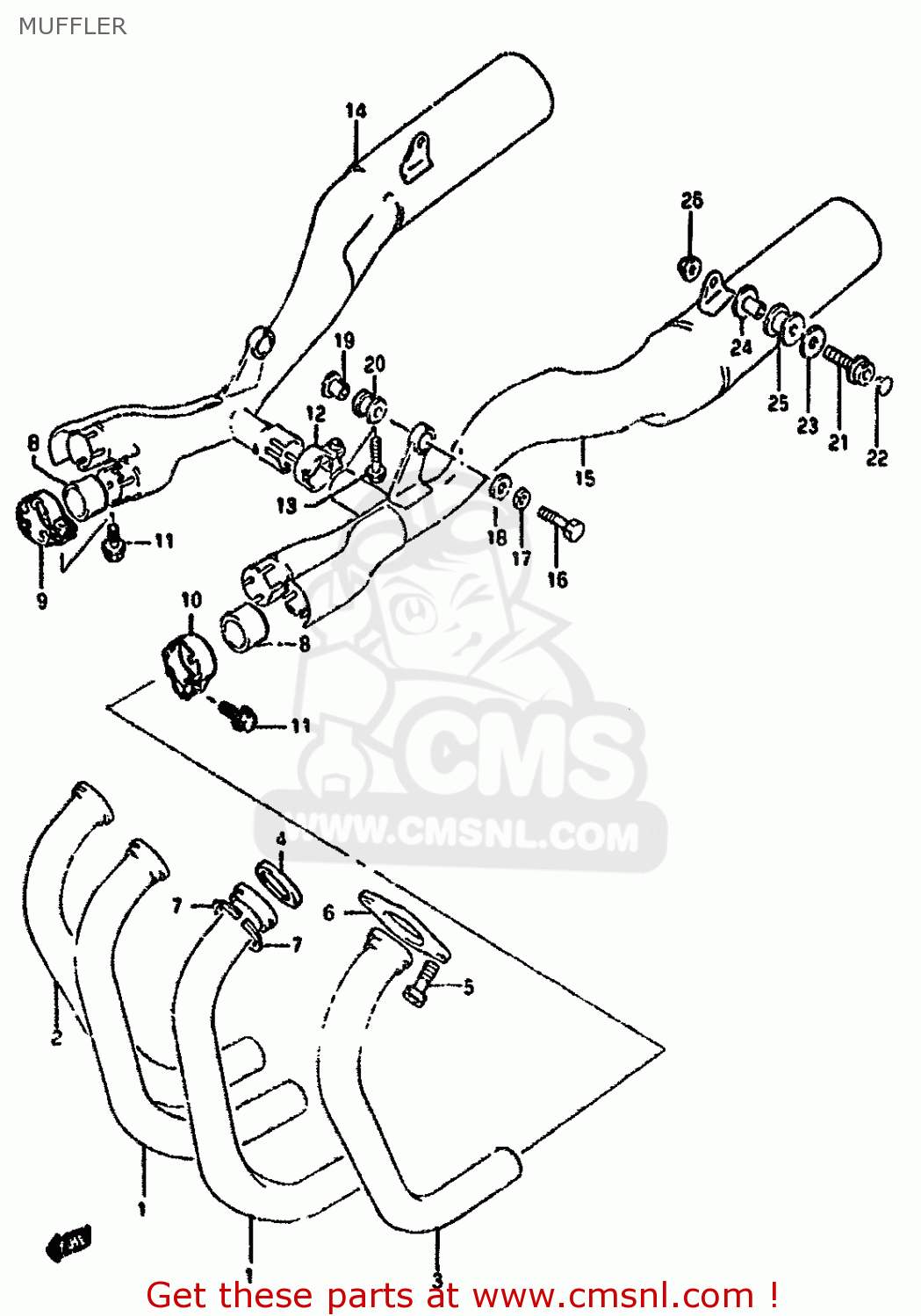 MUFFLER GSX1100G 1994 (R) (E02 E04 E18 E22 E24 E25)