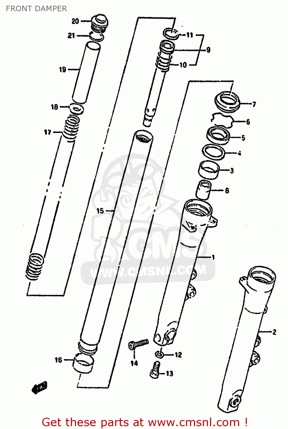 FRONT DAMPER GSX1100G 1994 (R) (E02 E04 E18 E22 E24 E25)