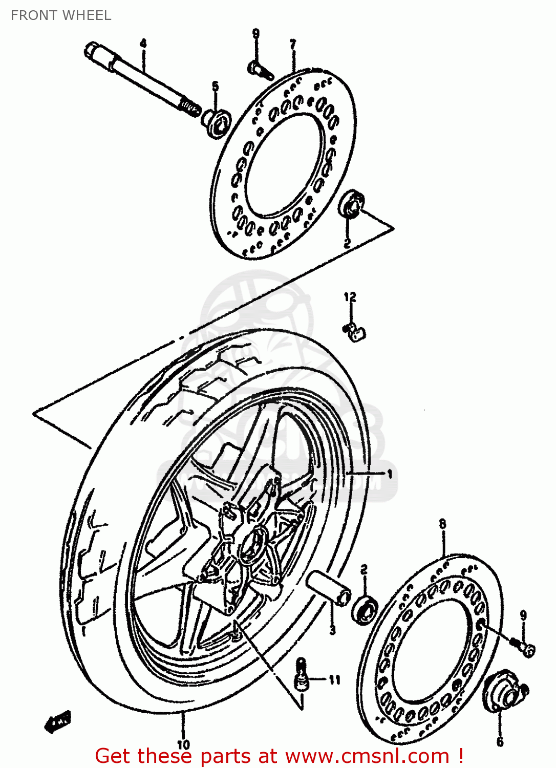 FRONT WHEEL GSX1100G 1994 (R) (E02 E04 E18 E22 E24 E25)