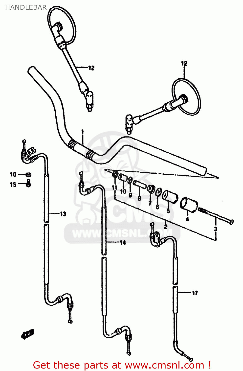 HANDLEBAR GSX1100G 1994 (R) (E02 E04 E18 E22 E24 E25)