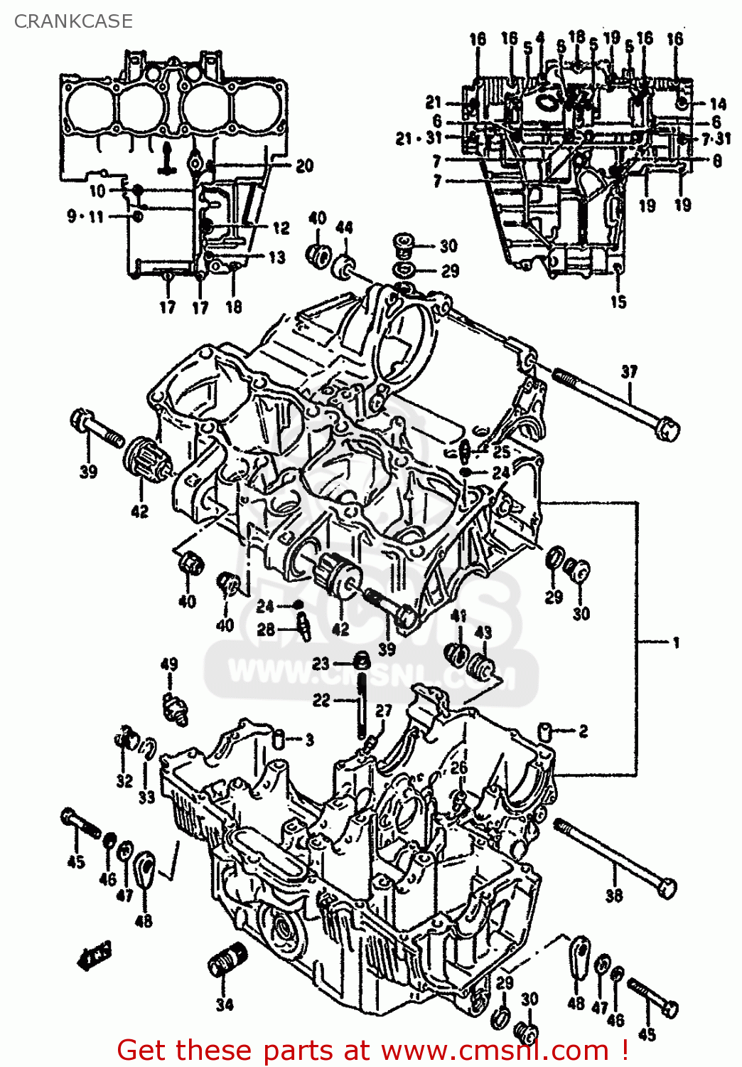 CRANKCASE GSX1100G 1994 (R) (E02 E04 E18 E22 E24 E25)
