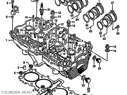 CYLINDER HEAD - GSX1100G 1994 (R) (E02 E04 E18 E22 E24 E25)