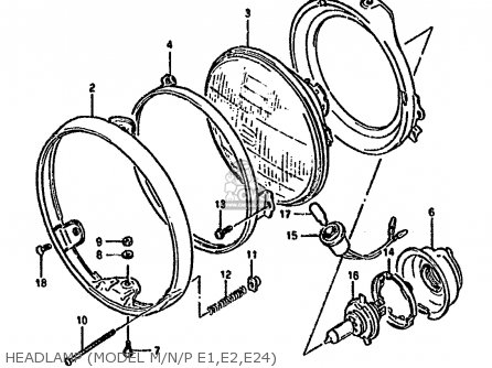 HEADLAMP (MODEL M/N/P E1,E2,E24) - GSX1100G 1994 (R) (E02 E04 E18 E22 E24 E25)