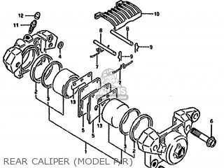 REAR CALIPER (MODEL P/R) - GSX1100G 1994 (R) (E02 E04 E18 E22 E24 E25)