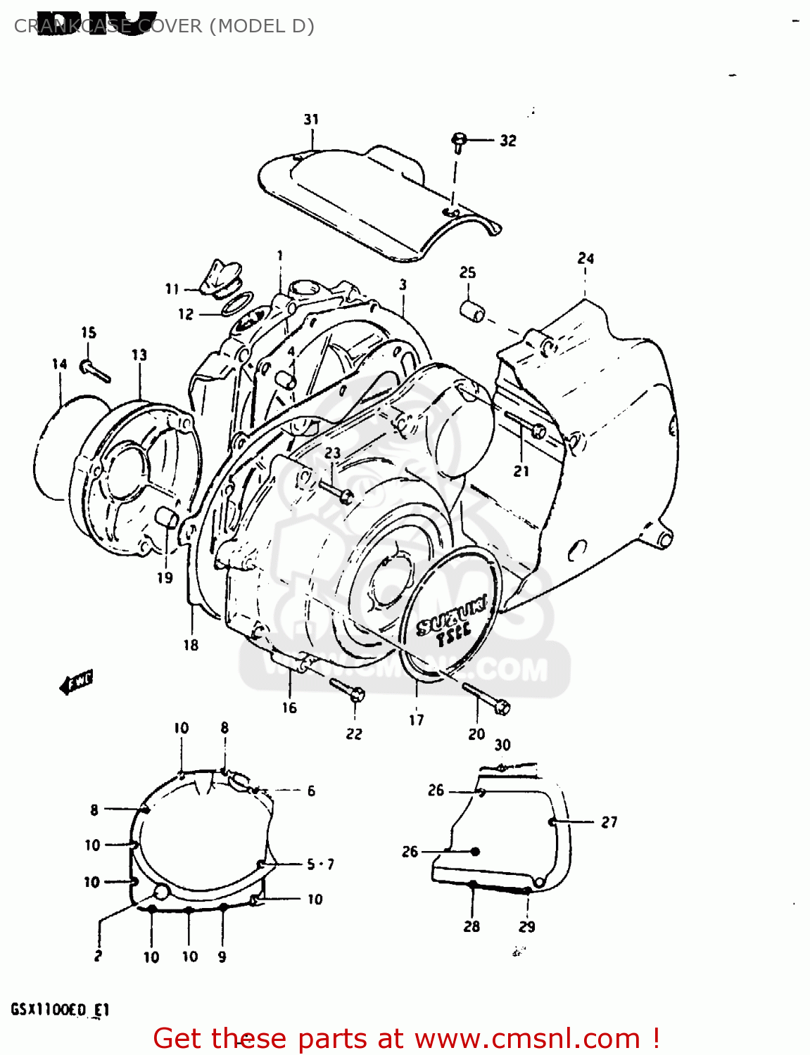 CRANKCASE COVER (MODEL D) GSX1100X 1983 (D)