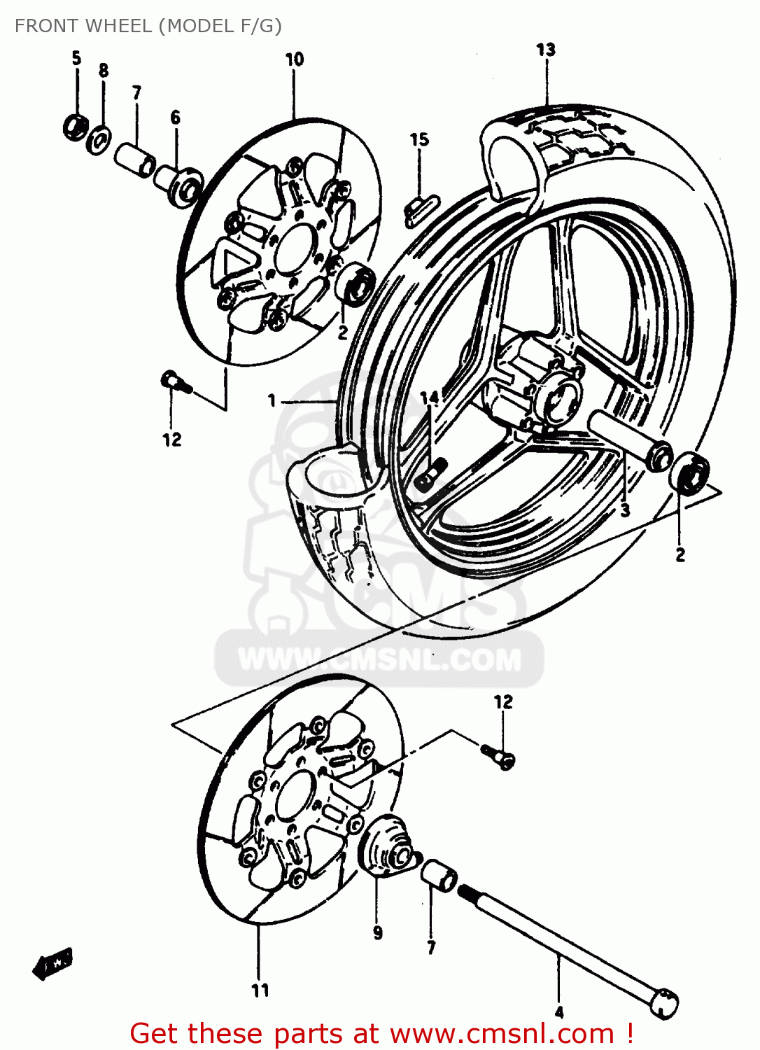 FRONT WHEEL (MODEL F/G) GSX1150EF 1986 (G) (E06)