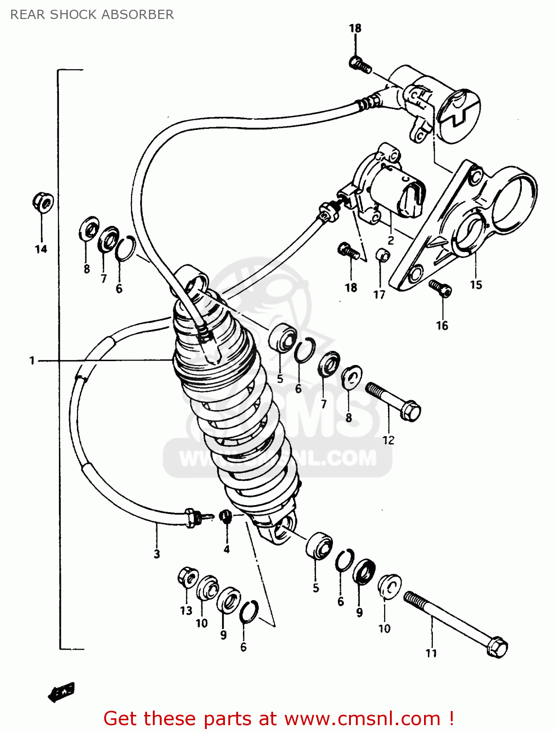 REAR SHOCK ABSORBER GSX1150ES 1985 (F) (E06)