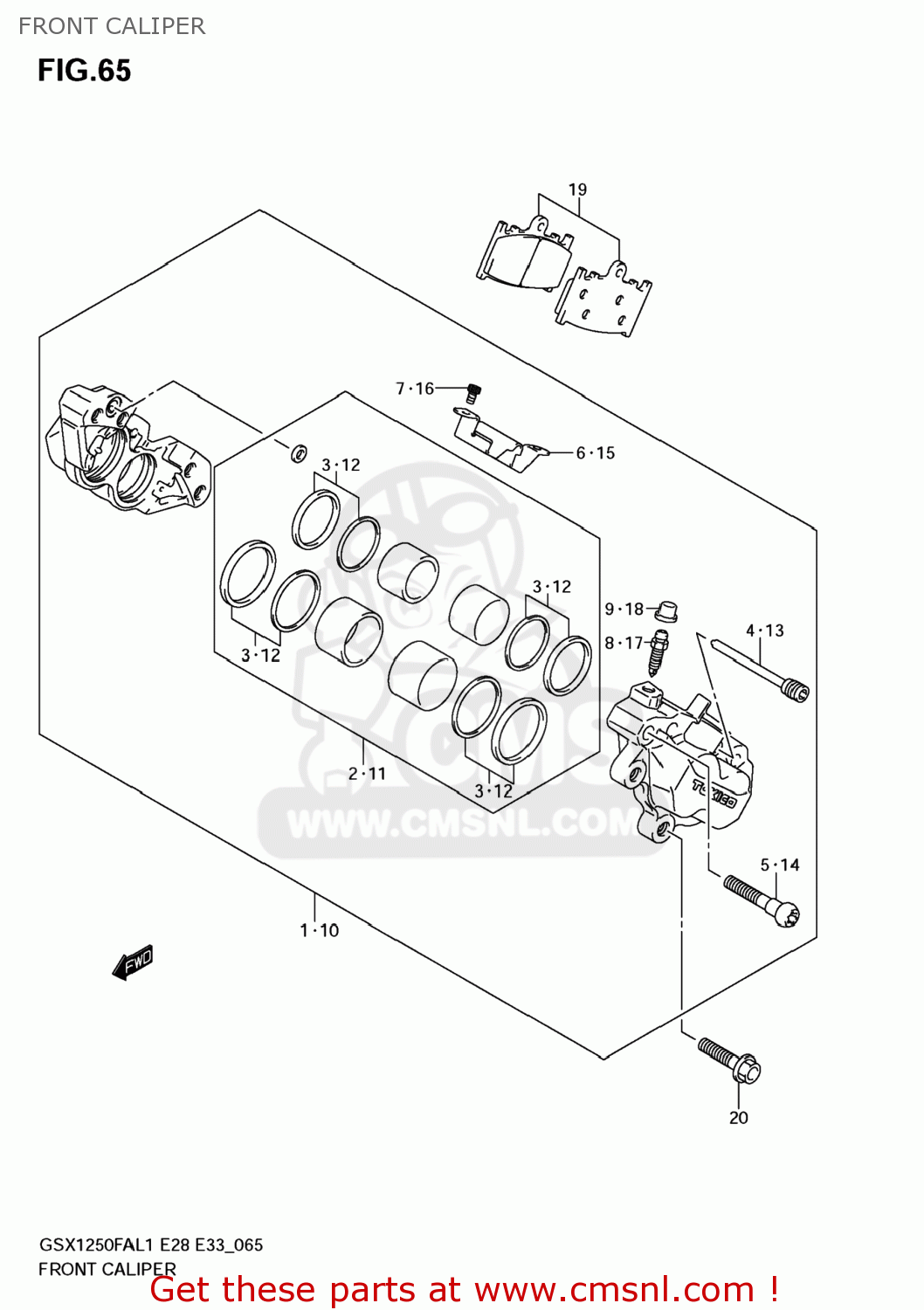 FRONT CALIPER GSX1250FA 2011 (L1) USA (E03)