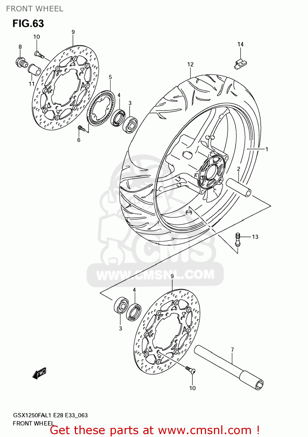 FRONT WHEEL GSX1250FA 2011 (L1) USA (E03)