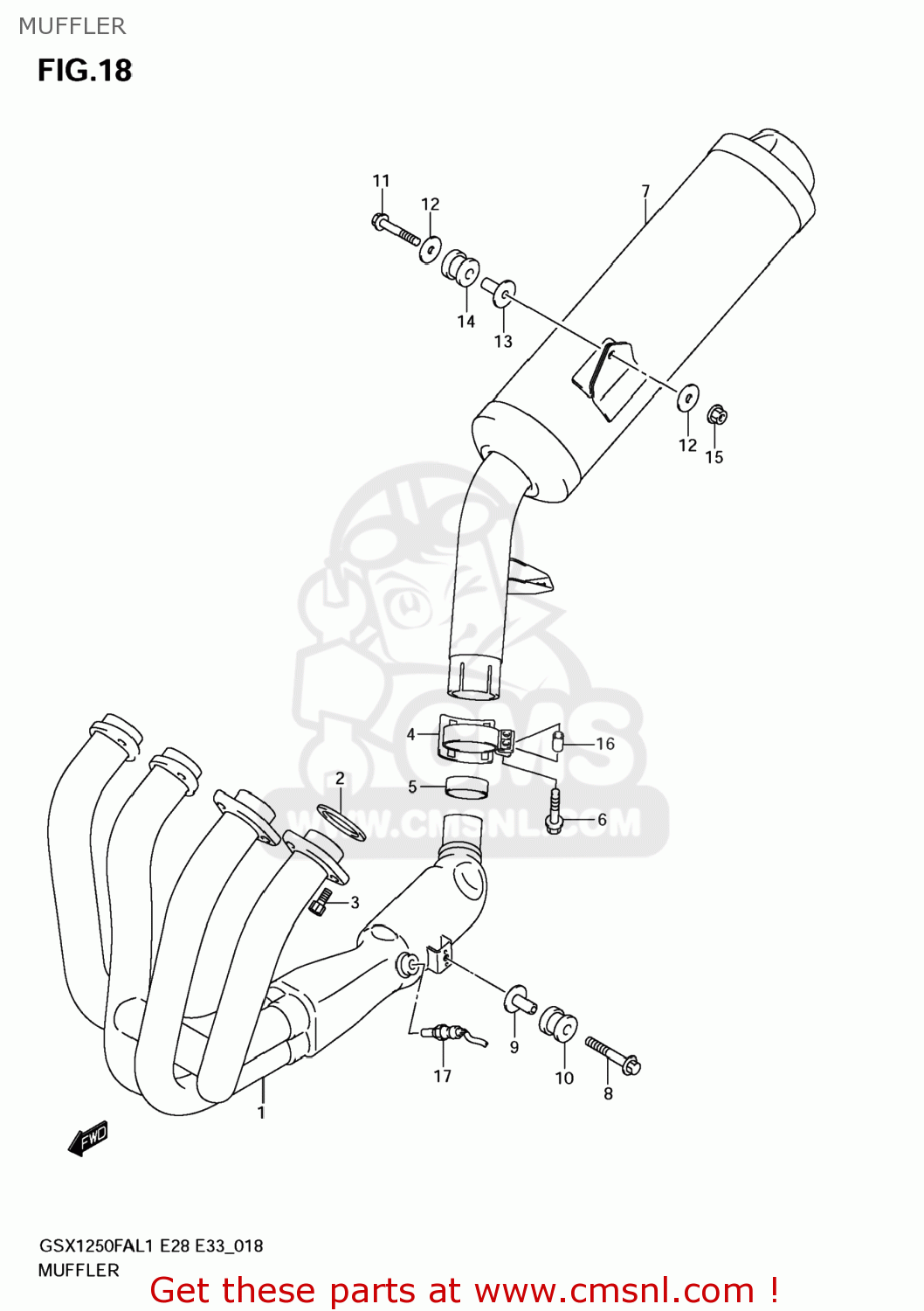 MUFFLER GSX1250FA 2011 (L1) USA (E03)