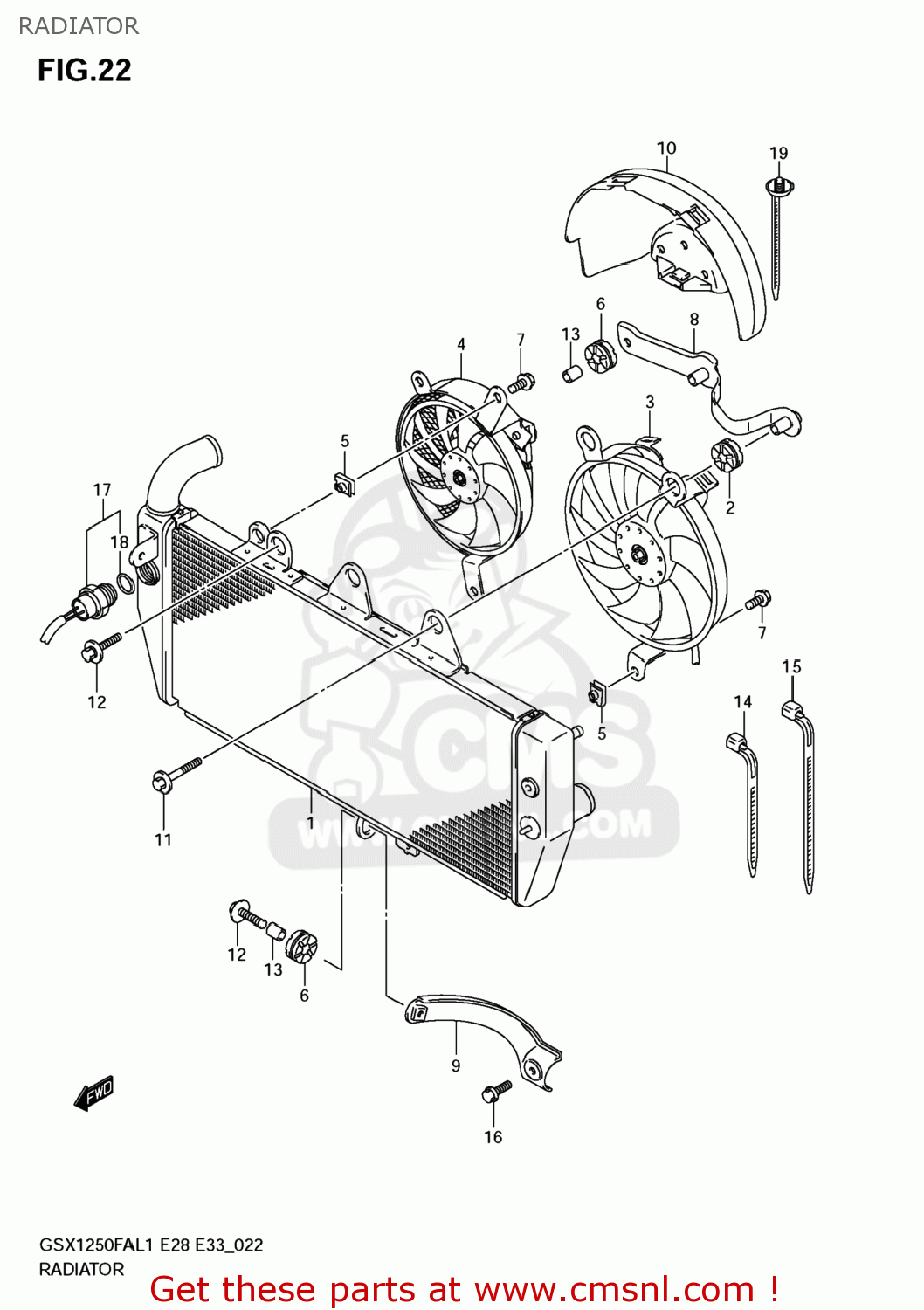RADIATOR GSX1250FA 2011 (L1) USA (E03)