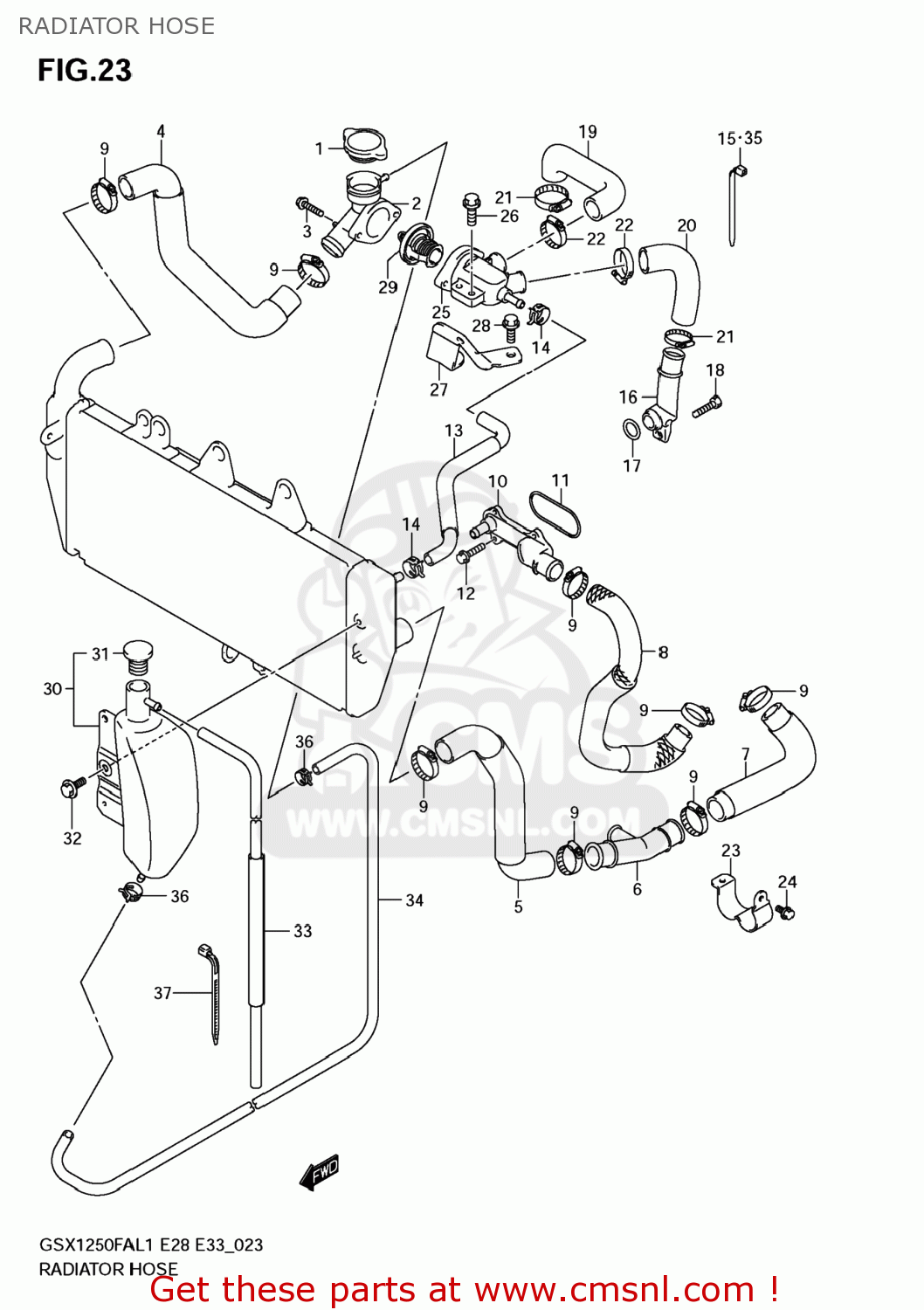 RADIATOR HOSE GSX1250FA 2011 (L1) USA (E03)