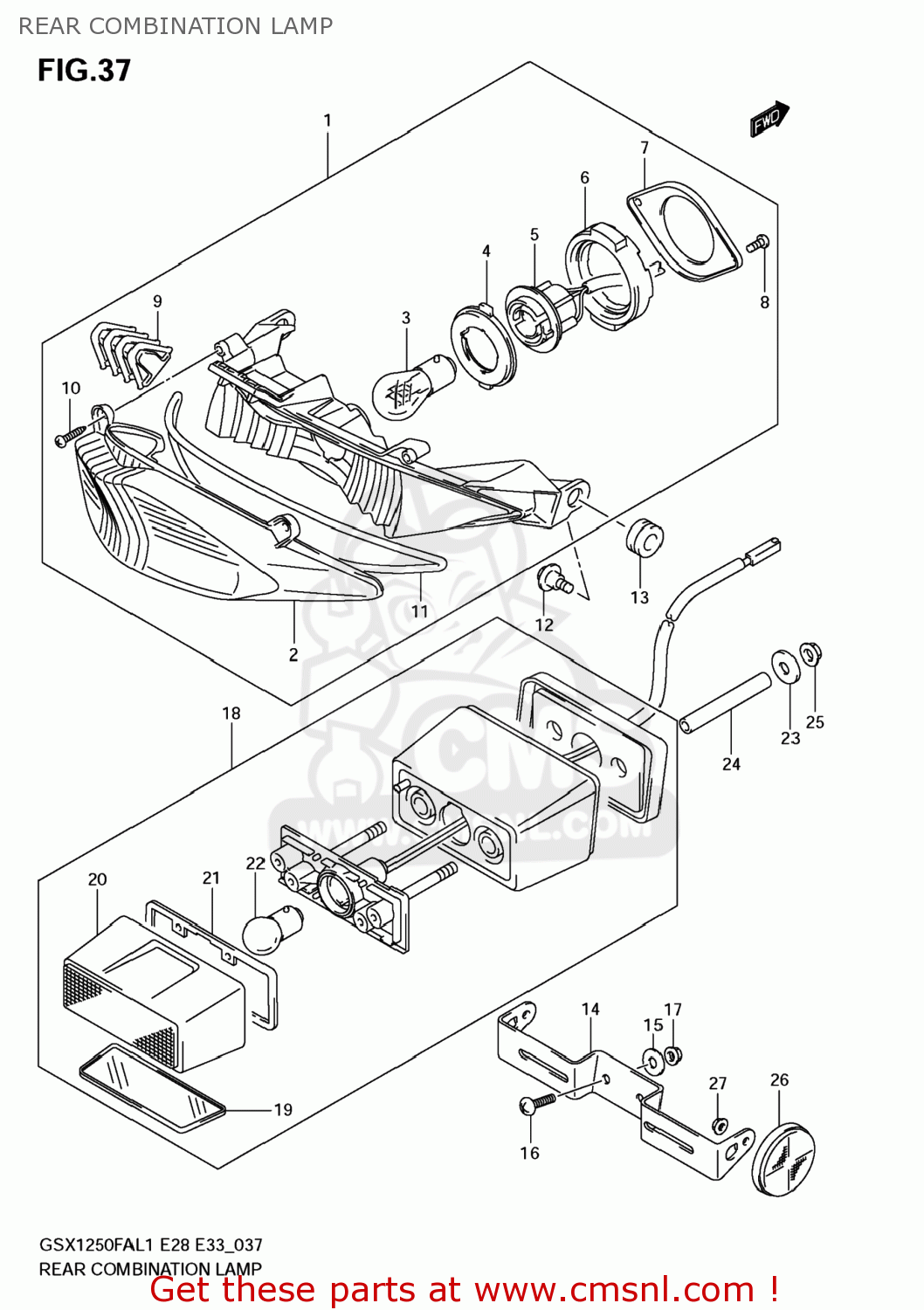 REAR COMBINATION LAMP GSX1250FA 2011 (L1) USA (E03)
