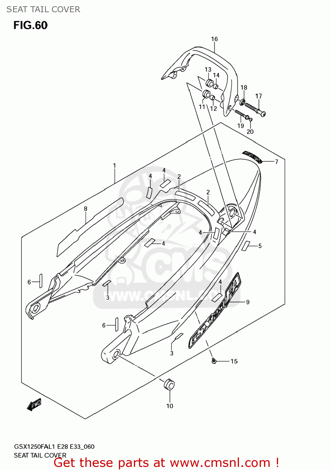 SEAT TAIL COVER GSX1250FA 2011 (L1) USA (E03)