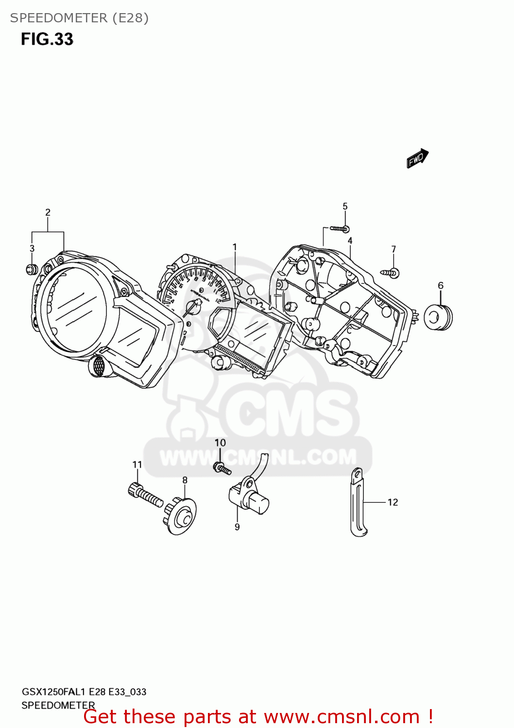 SPEEDOMETER (E28) GSX1250FA 2011 (L1) USA (E03)