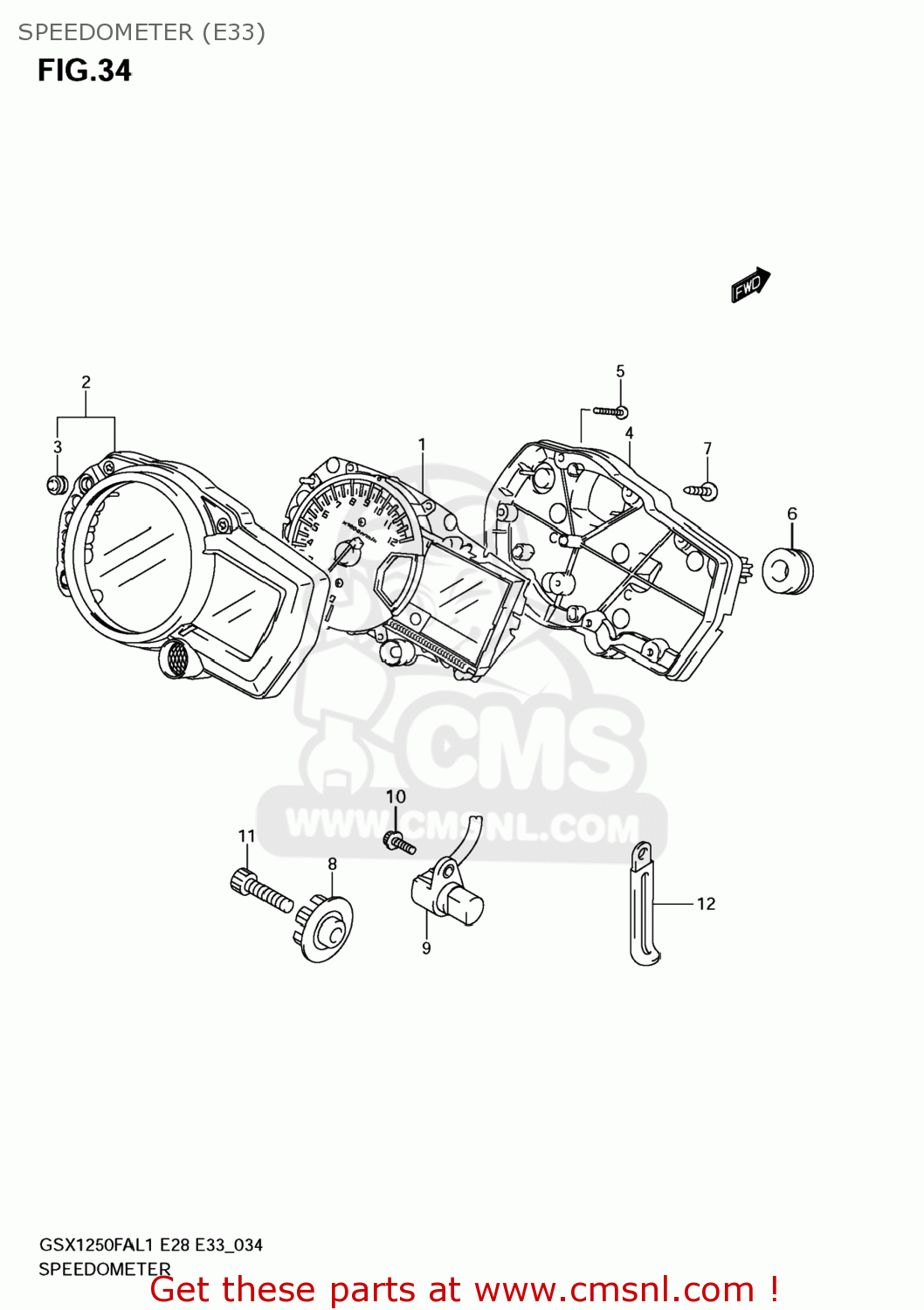 SPEEDOMETER (E33) GSX1250FA 2011 (L1) USA (E03)