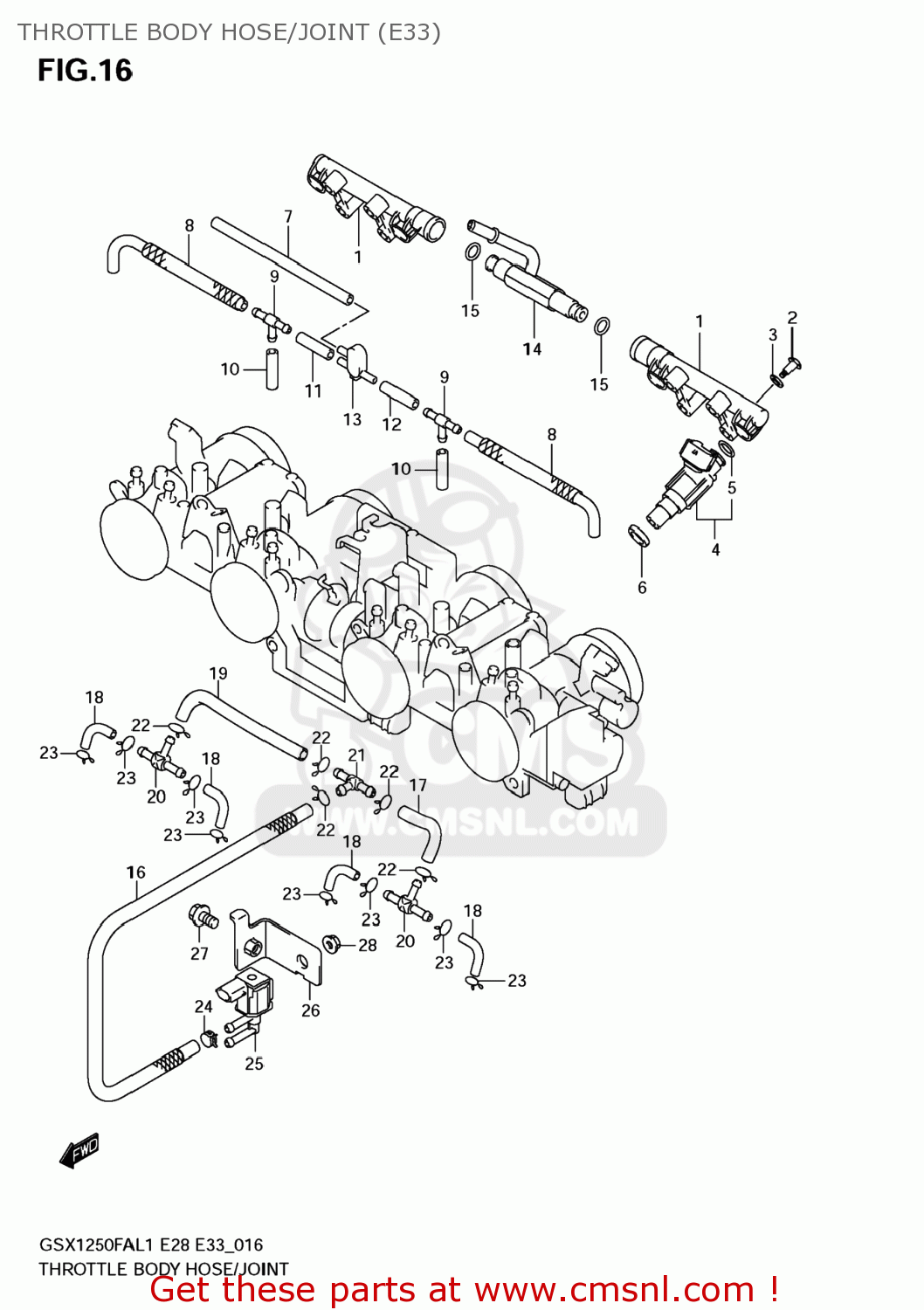 THROTTLE BODY HOSE/JOINT (E33) GSX1250FA 2011 (L1) USA (E03)