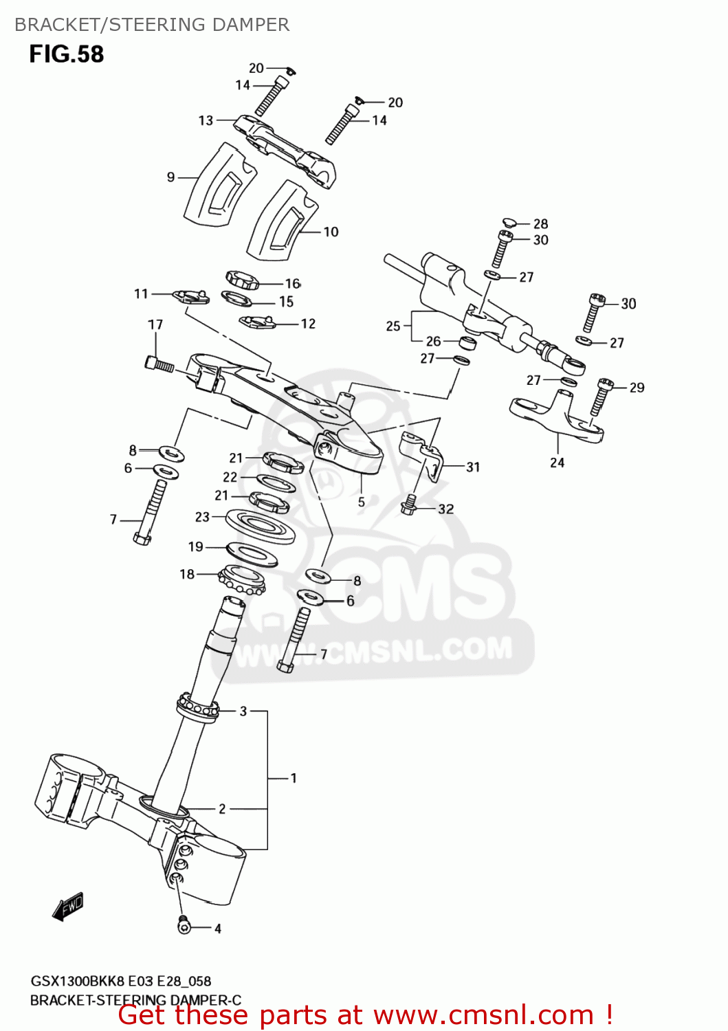 BRACKET/STEERING DAMPER GSX1300BK BKING 2008 (K8) USA (E03)