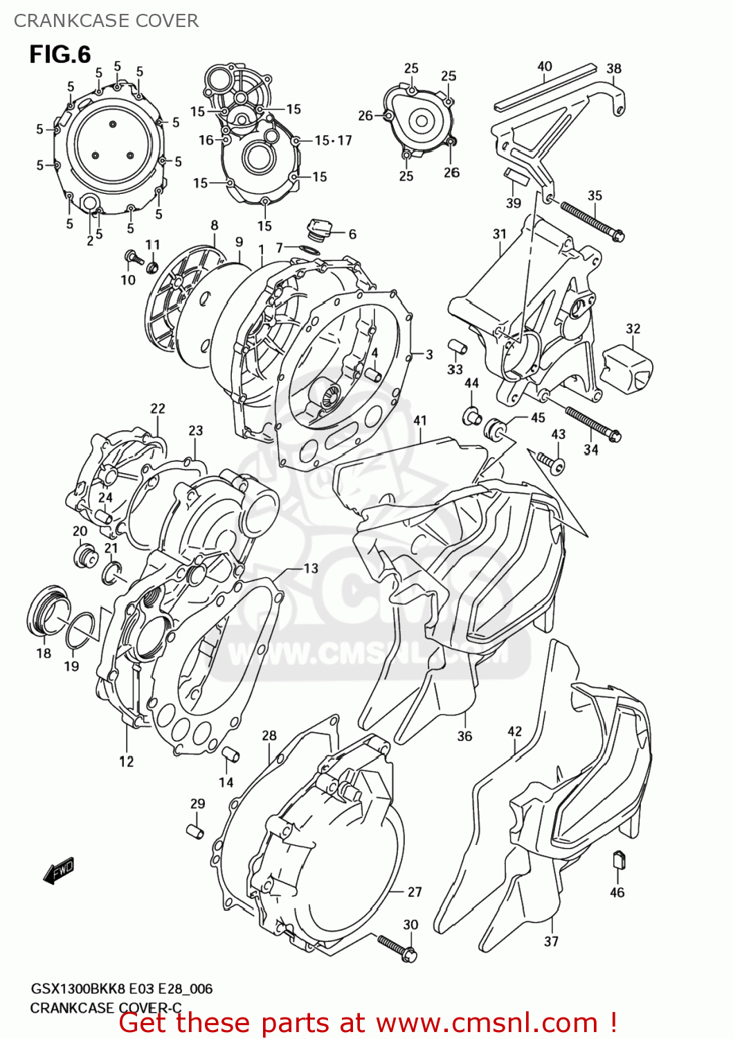 CRANKCASE COVER GSX1300BK BKING 2008 (K8) USA (E03)