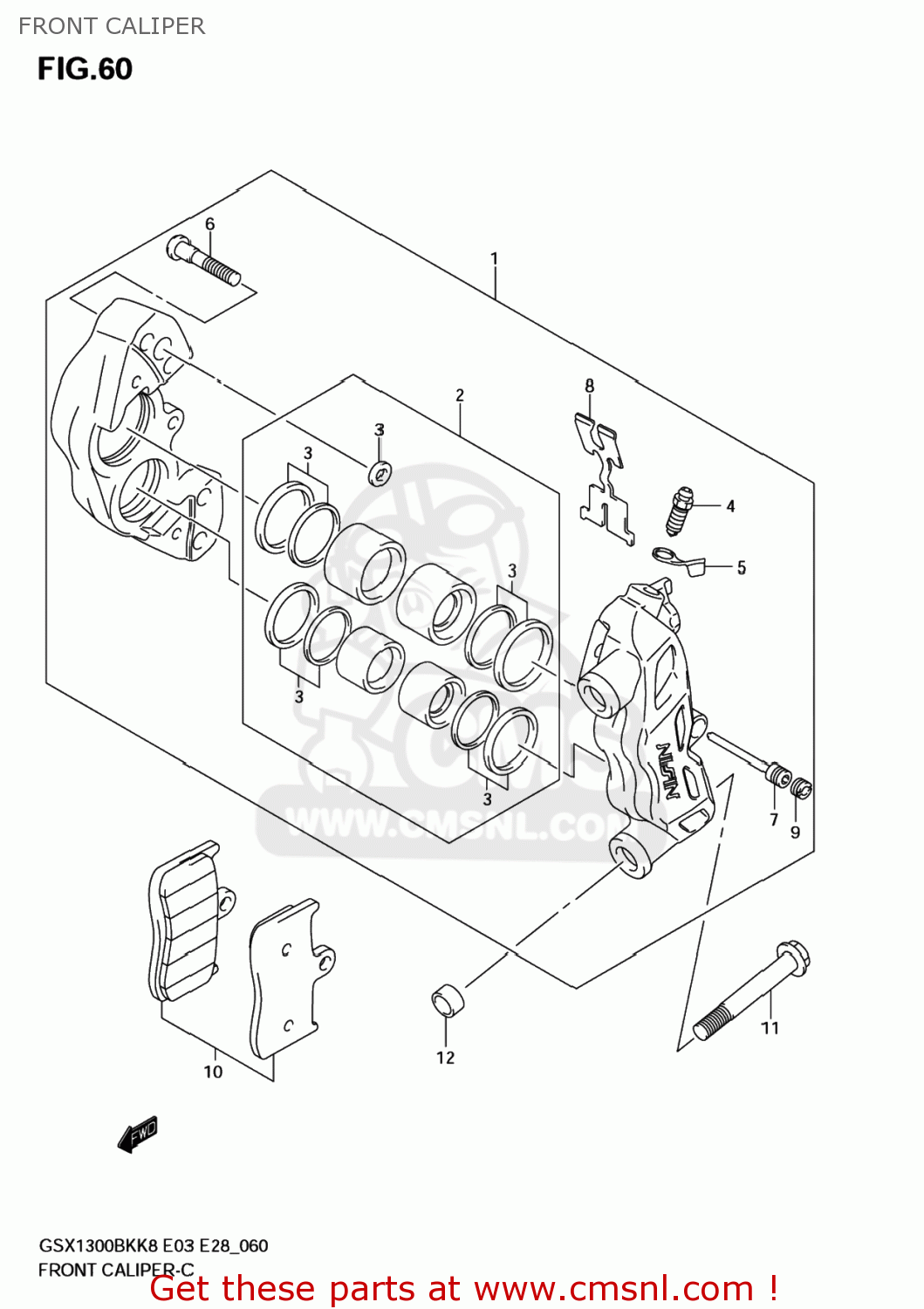 FRONT CALIPER GSX1300BK BKING 2008 (K8) USA (E03)