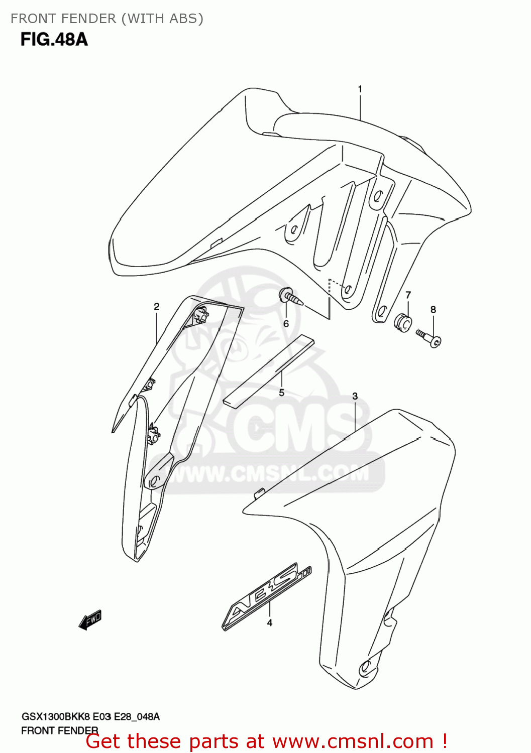 FRONT FENDER (WITH ABS) GSX1300BK BKING 2008 (K8) USA (E03)