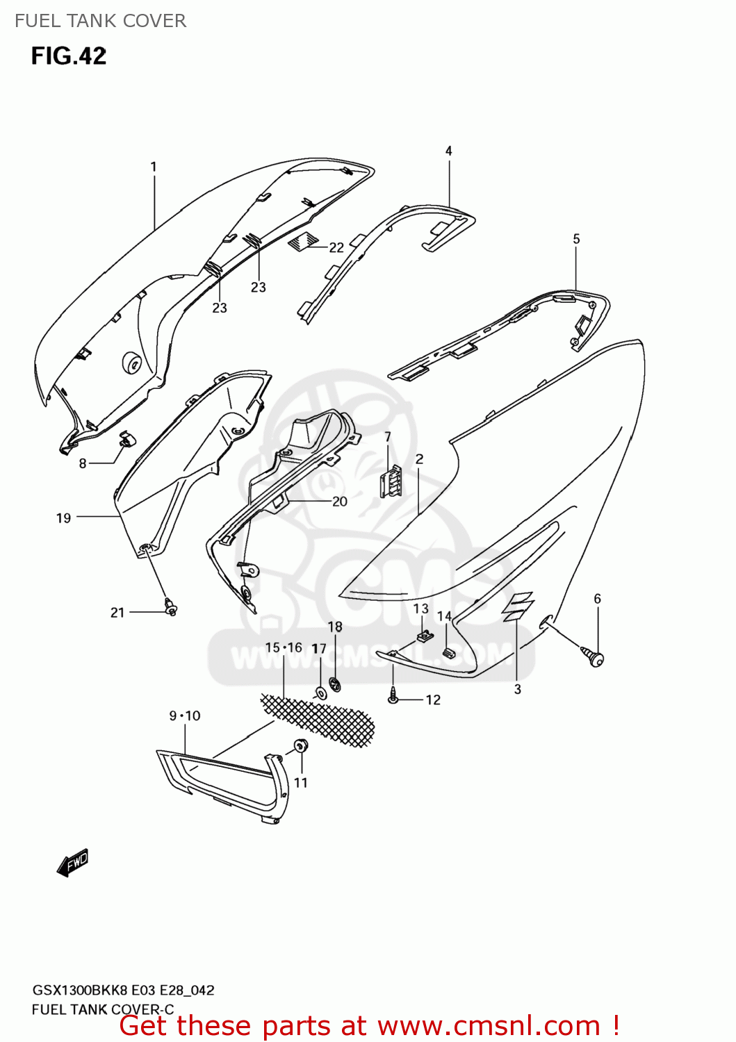 FUEL TANK COVER GSX1300BK BKING 2008 (K8) USA (E03)