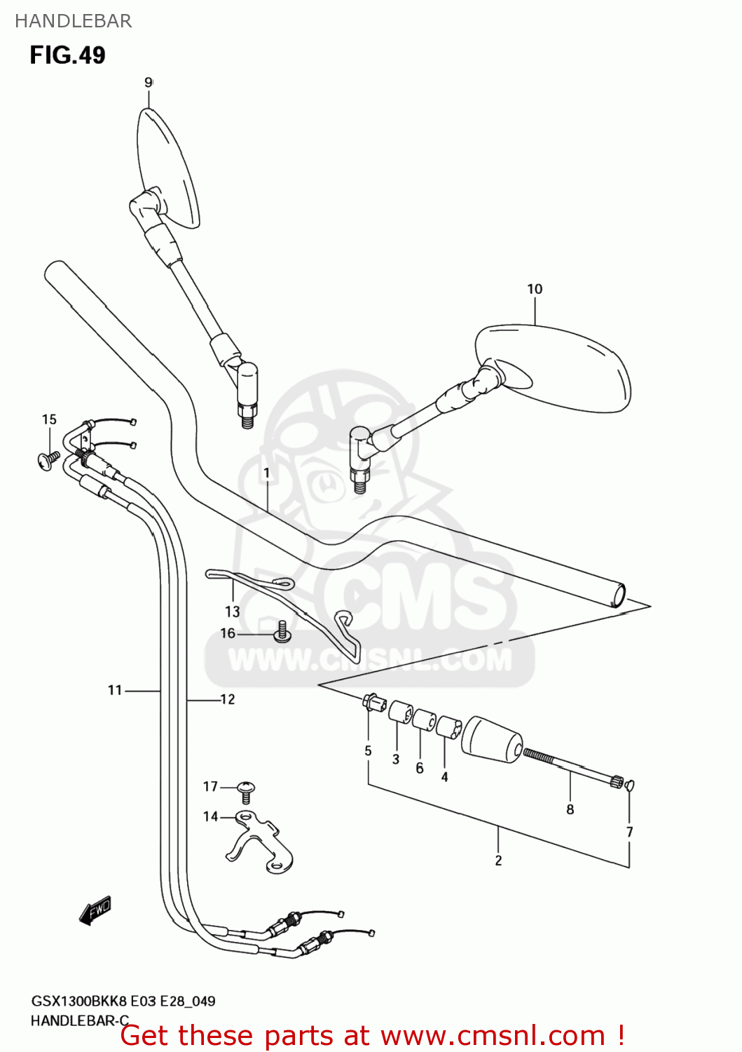 HANDLEBAR GSX1300BK BKING 2008 (K8) USA (E03)