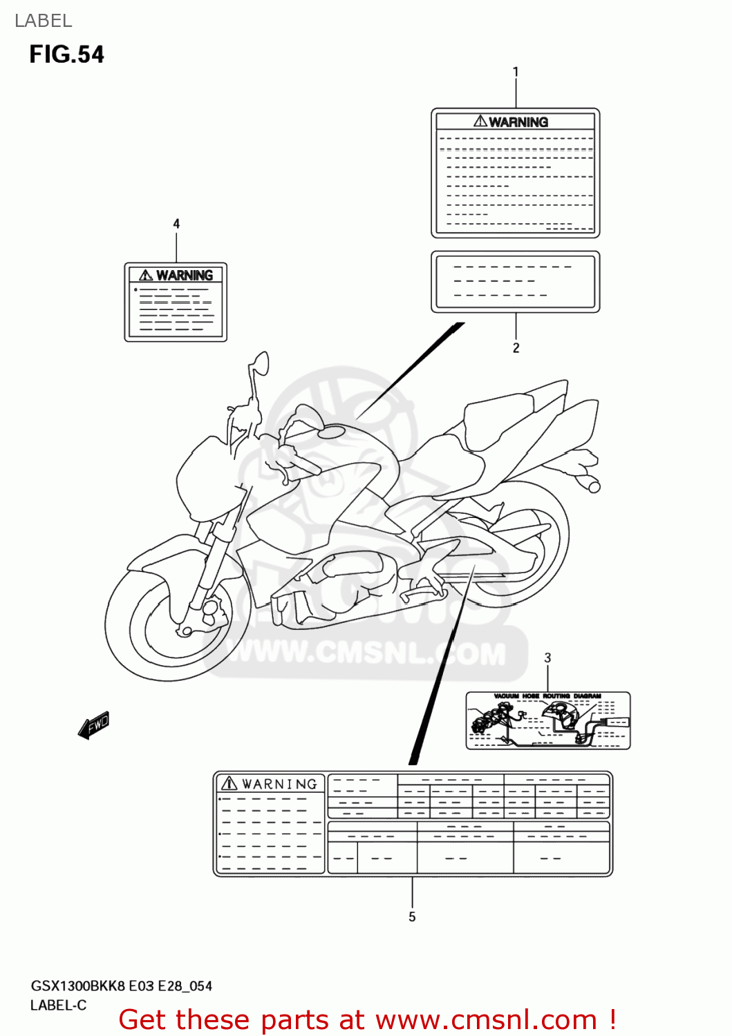 LABEL GSX1300BK BKING 2008 (K8) USA (E03)