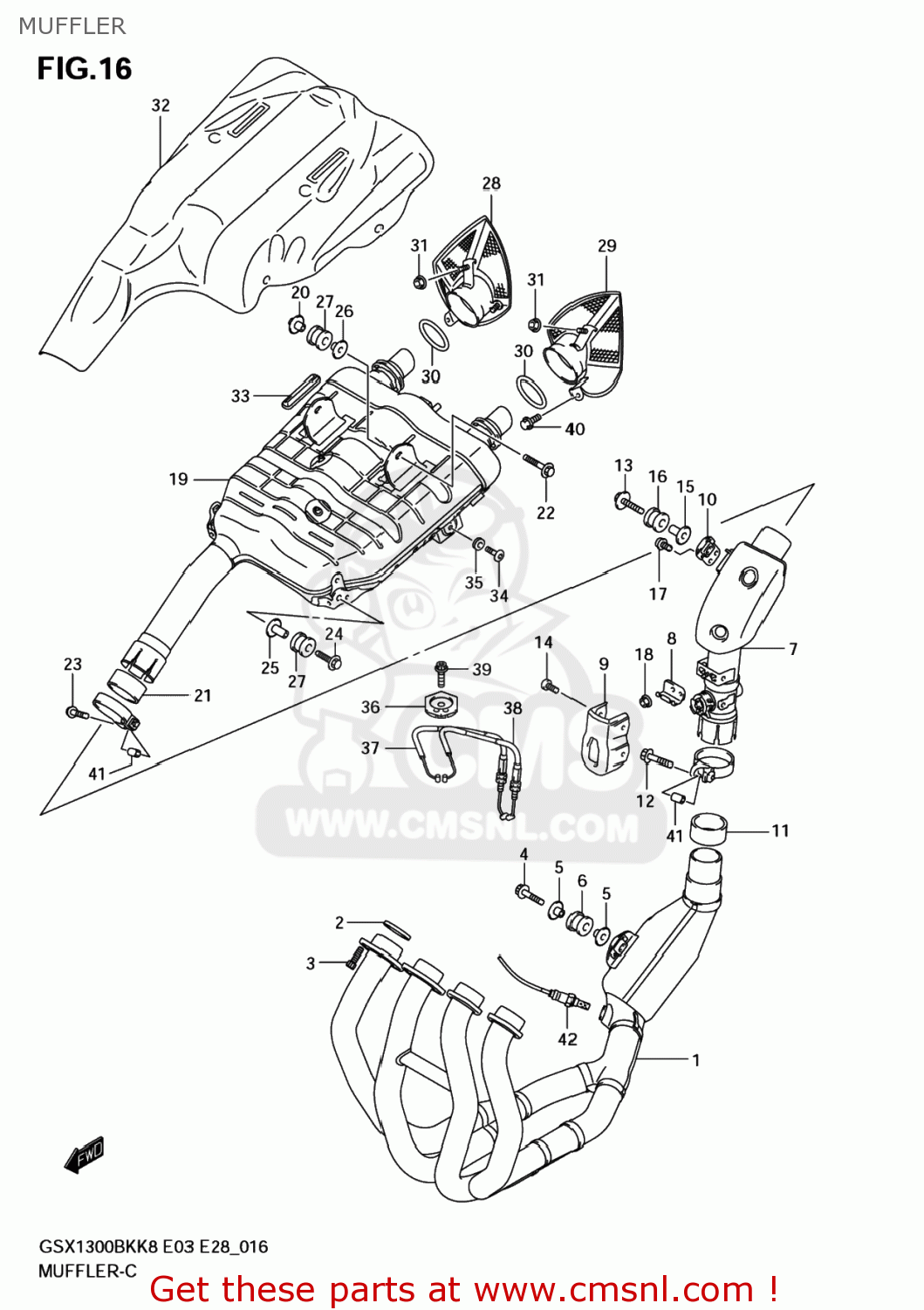 MUFFLER GSX1300BK BKING 2008 (K8) USA (E03)