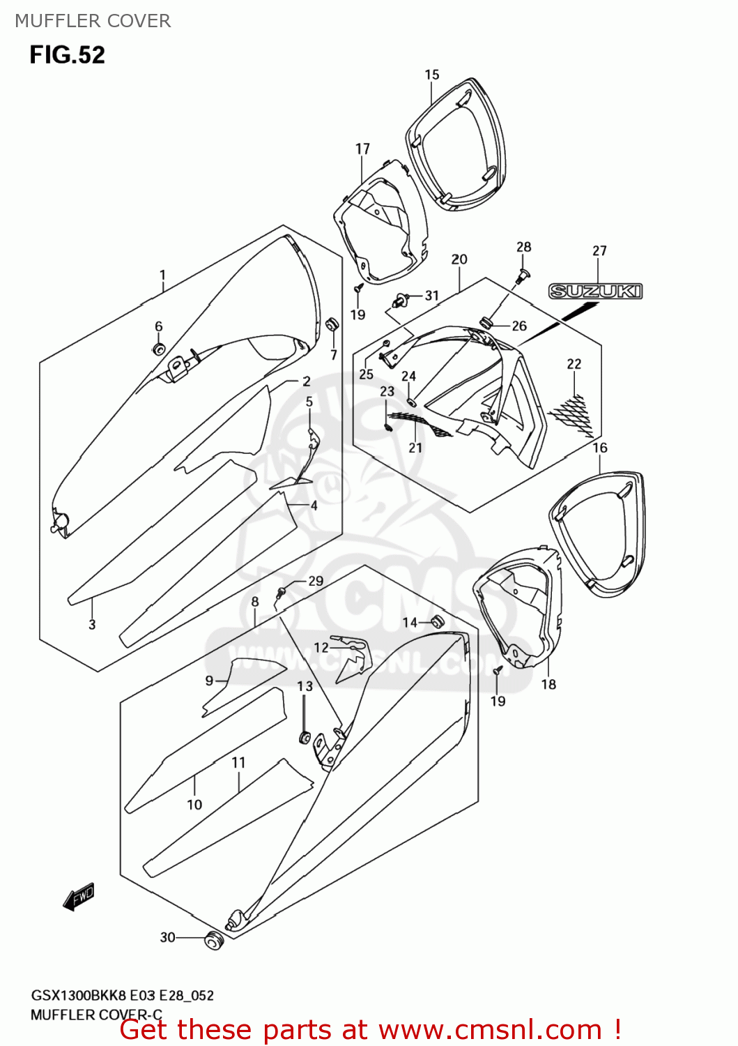 MUFFLER COVER GSX1300BK BKING 2008 (K8) USA (E03)