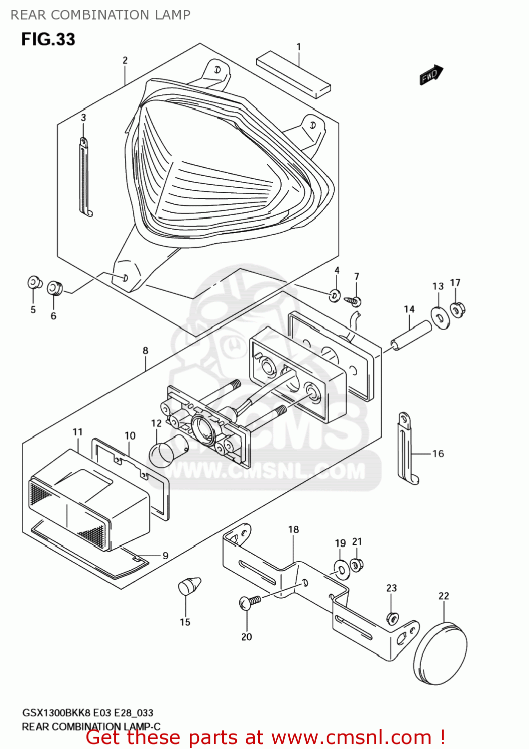 REAR COMBINATION LAMP GSX1300BK BKING 2008 (K8) USA (E03)