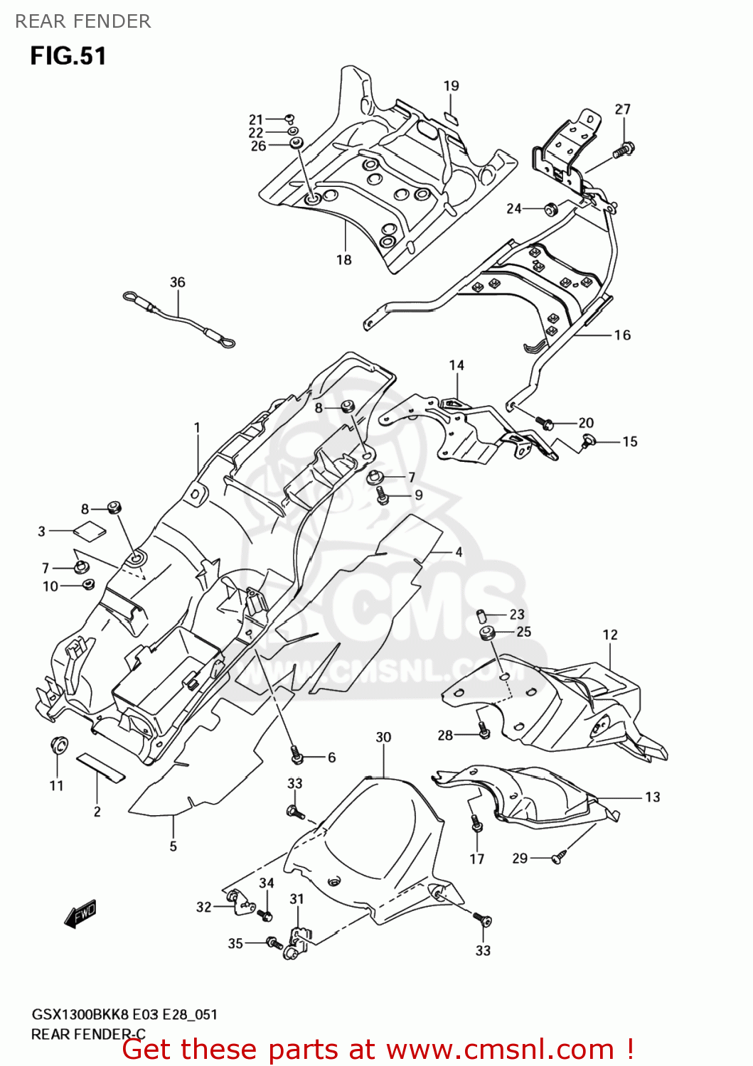 REAR FENDER GSX1300BK BKING 2008 (K8) USA (E03)