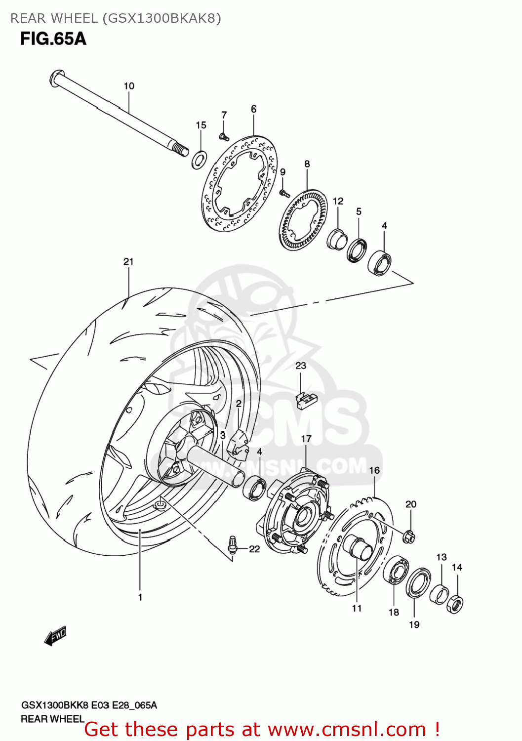 REAR WHEEL (GSX1300BKAK8) GSX1300BK BKING 2008 (K8) USA (E03)