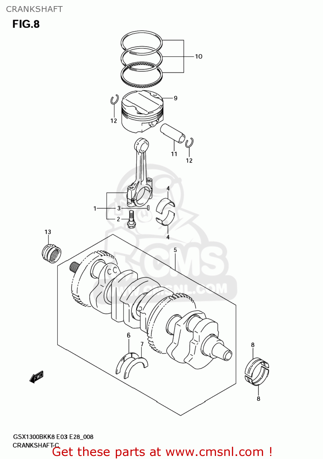 Suzuki GSX1300BKA BKING 2008 (K8) USA (E03) CRANKSHAFT - buy original ...