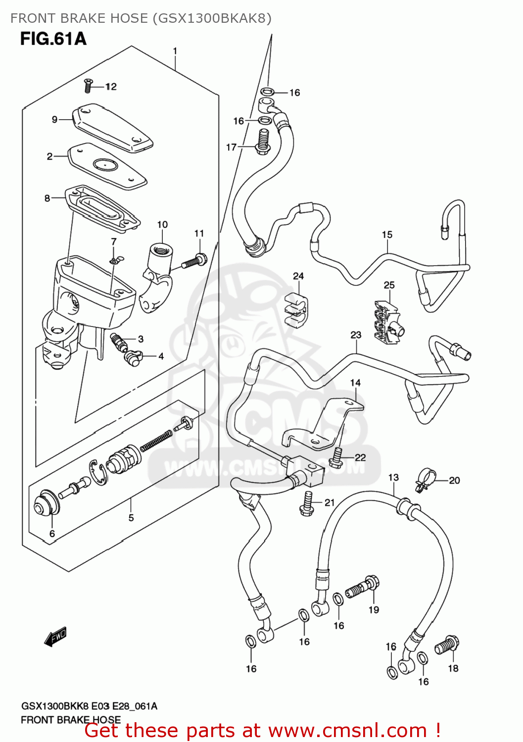 FRONT BRAKE HOSE (GSX1300BKAK8) GSX1300BKA BKING 2008 (K8) USA (E03)