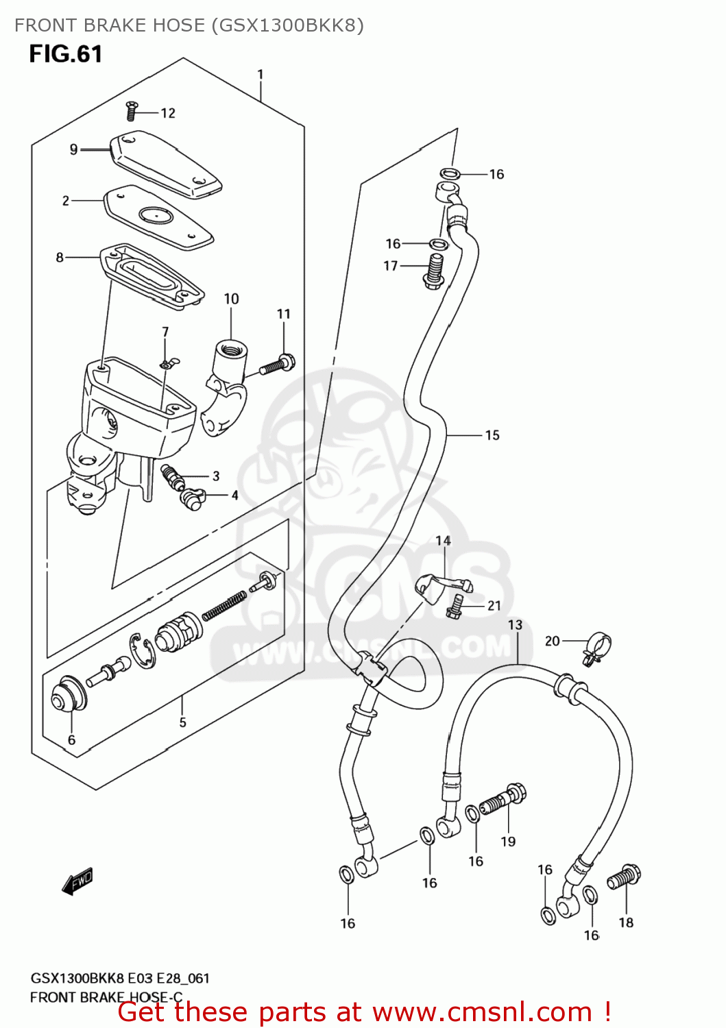 FRONT BRAKE HOSE (GSX1300BKK8) GSX1300BKA BKING 2008 (K8) USA (E03)