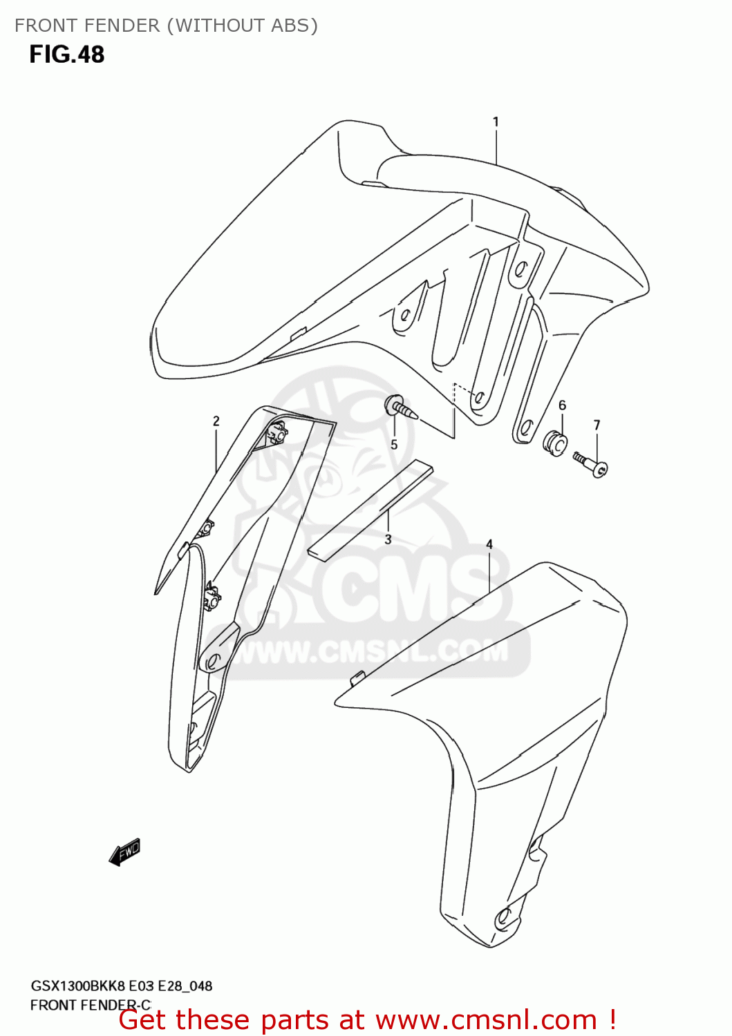 FRONT FENDER (WITHOUT ABS) GSX1300BKA BKING 2008 (K8) USA (E03)