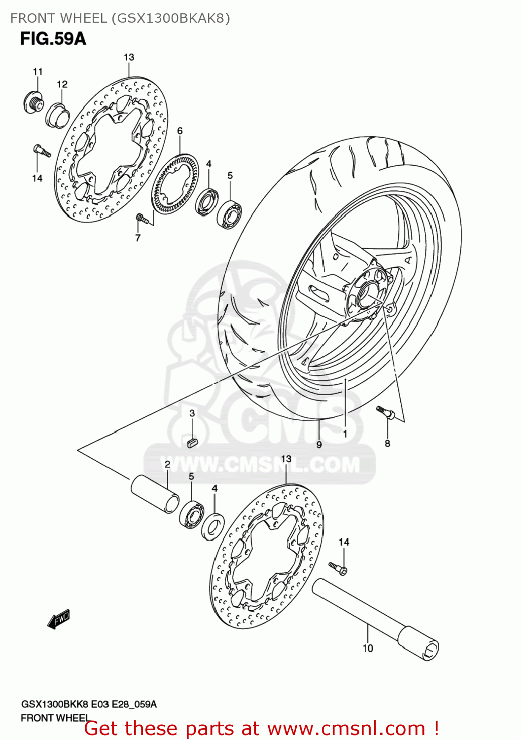 FRONT WHEEL (GSX1300BKAK8) GSX1300BKA BKING 2008 (K8) USA (E03)