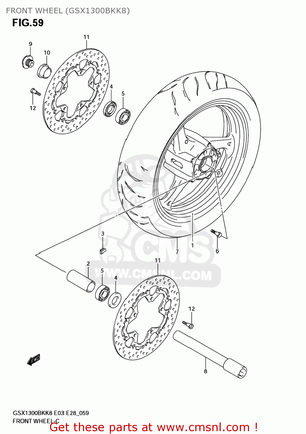 FRONT WHEEL (GSX1300BKK8) GSX1300BKA BKING 2008 (K8) USA (E03)