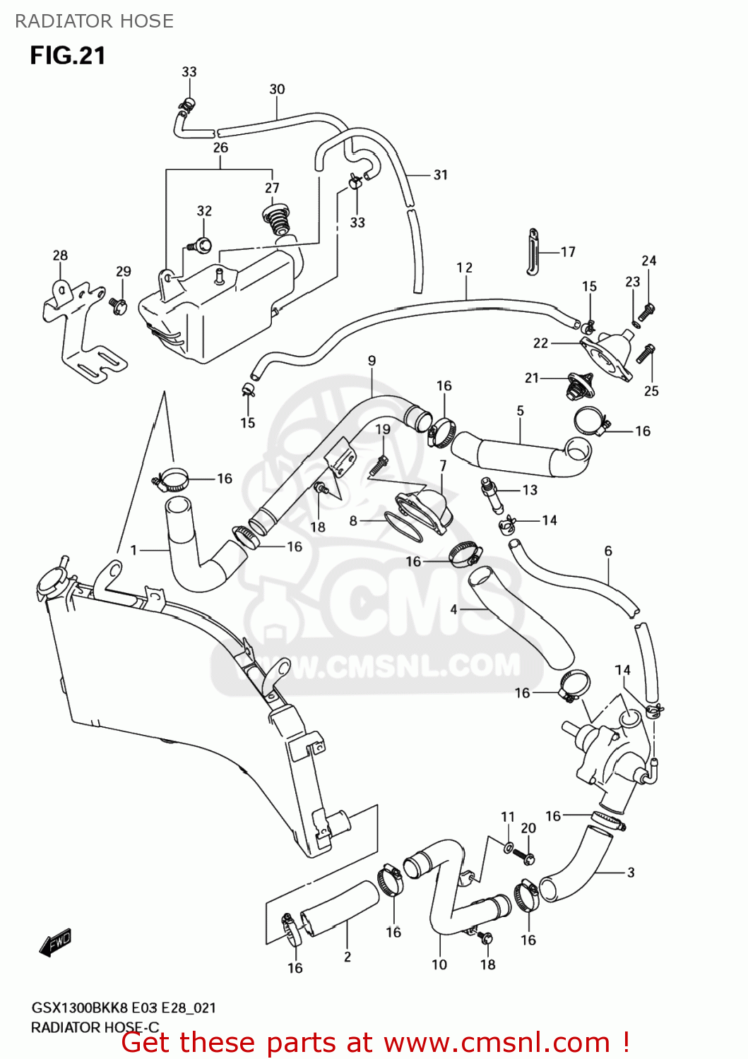 RADIATOR HOSE GSX1300BKA BKING 2008 (K8) USA (E03)