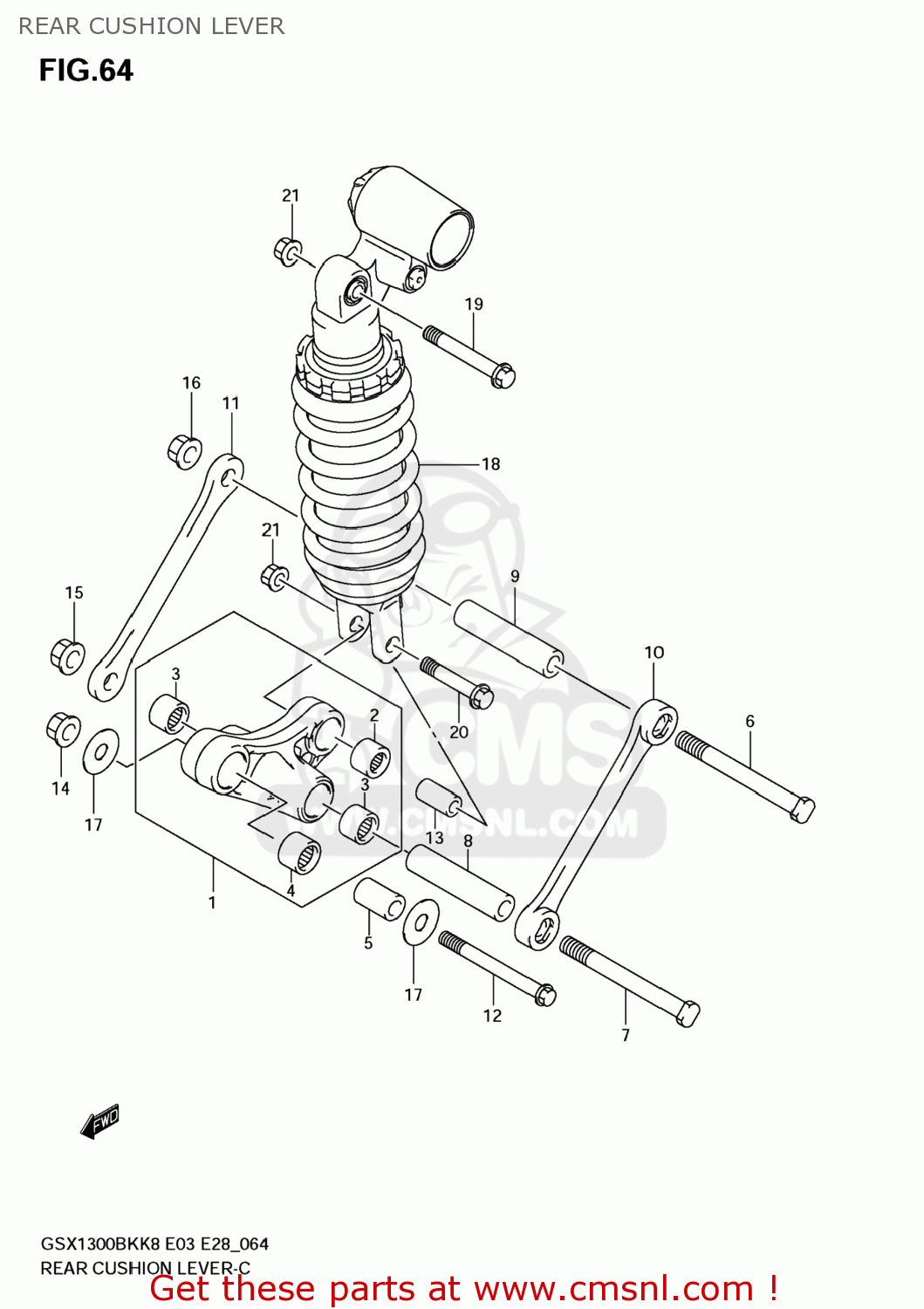 REAR CUSHION LEVER GSX1300BKA BKING 2008 (K8) USA (E03)