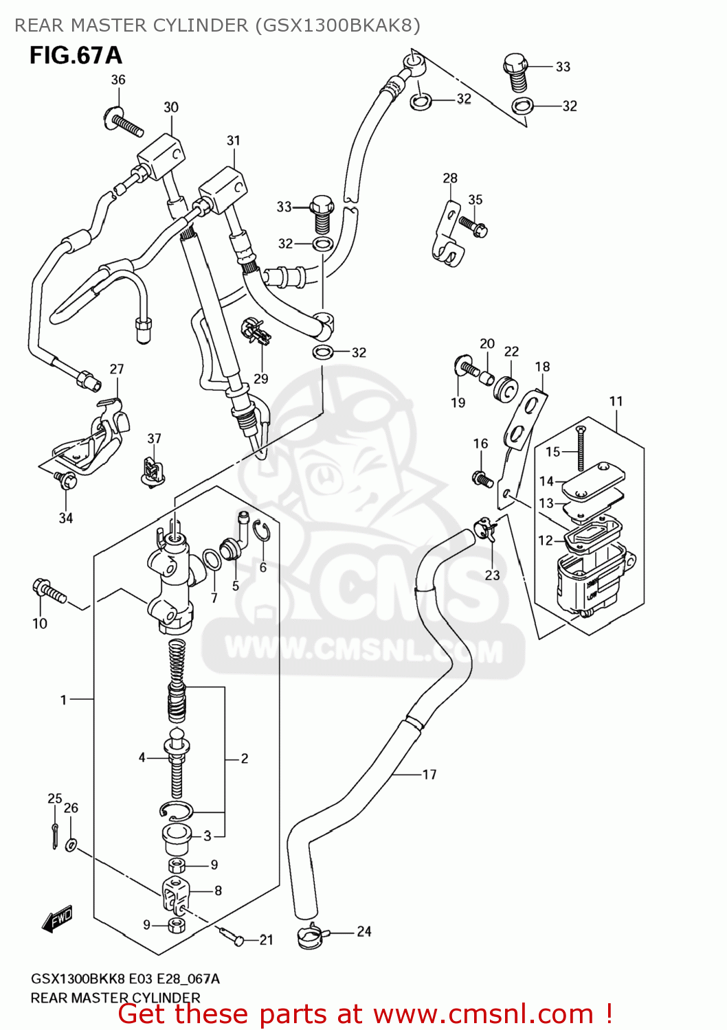 REAR MASTER CYLINDER (GSX1300BKAK8) GSX1300BKA BKING 2008 (K8) USA (E03)