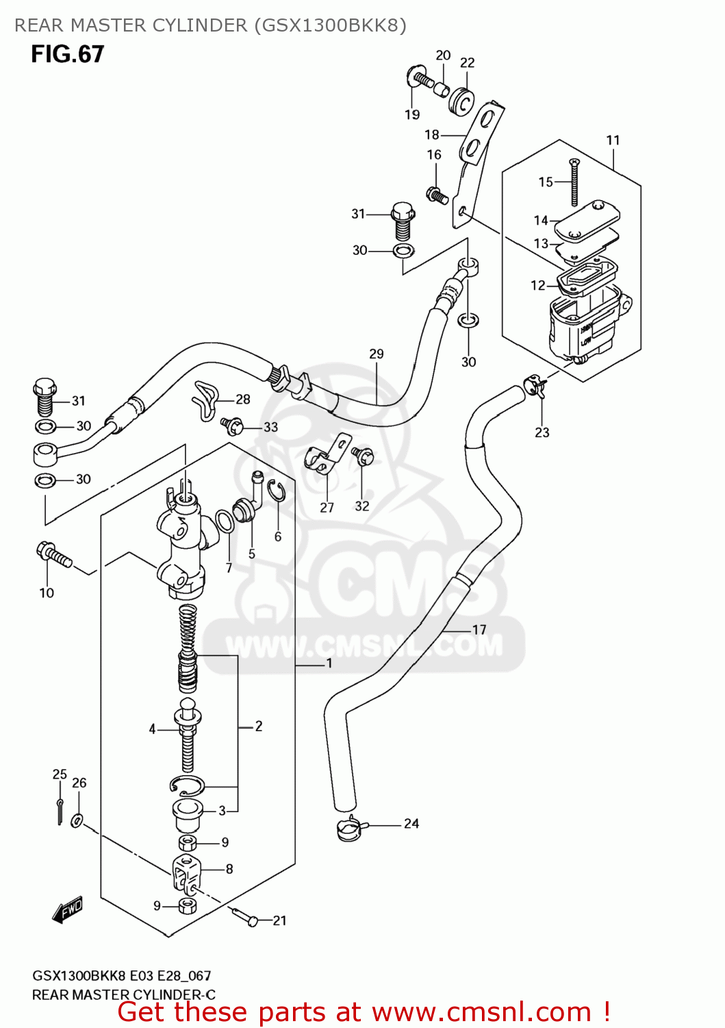 REAR MASTER CYLINDER (GSX1300BKK8) GSX1300BKA BKING 2008 (K8) USA (E03)